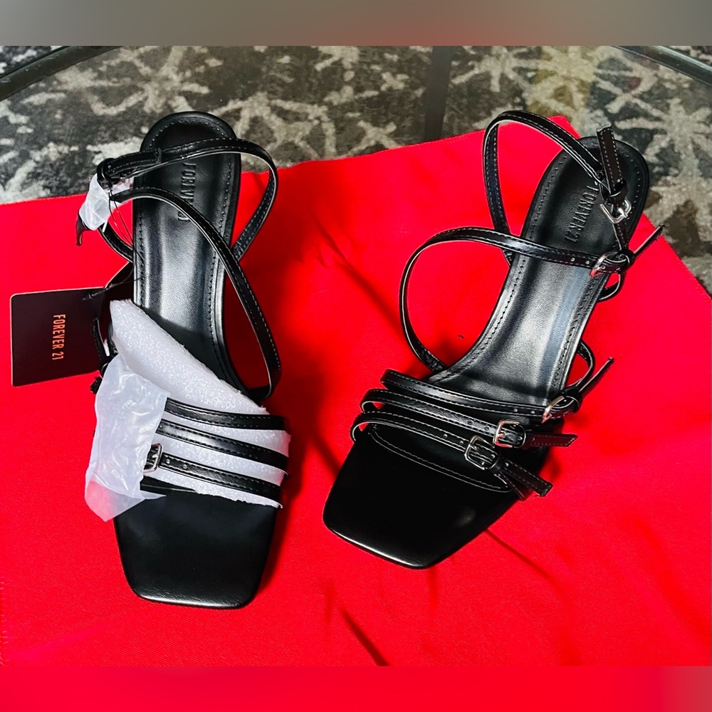 Forever 21 Black Strappy Heels
